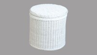 Rattan, Wäschekorb Rund in Weiß