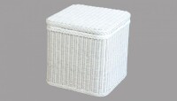 Rattan, Wäschekorb quadratisch in Weiß