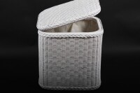 Rattan, Wäschekorb quadratisch in Weiß