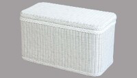 Rattan, Wäschetruhe rechteckig in Weiß