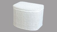 Rattan, Wäschetruhe bauchig-oval in Weiß