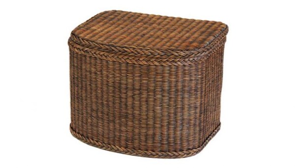 Rattan, Wäschetruhe bauchig-oval in Toast Braun