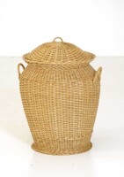 Rattan, Wäschekorb Rund in Honig